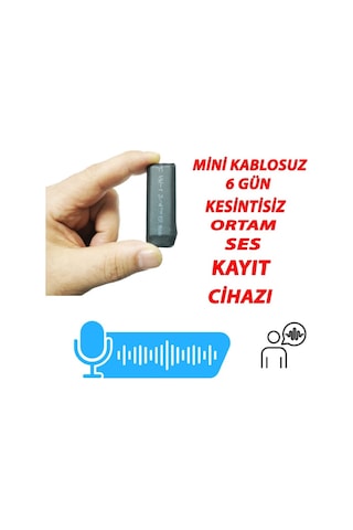 Ses Kayıt Cihazı Mini Boyut 6 Gün  Şarj Süresi 16 Gb Dahili Hafıza