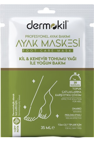 Dermokil Kil ve Kenevir Yağlı Peeling Etkili Ayak Maskesi 2 x 35 ML