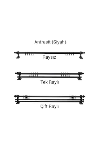 Antrasit Ahşap Rustik Perde Askısı - Raylı Rustik Borusu