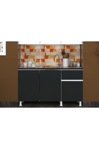 150 Cm Poyraz Mutfak Alt Modül Antrasit Evyeli Antrasit