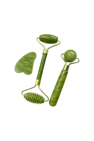 Hangfox Yüz Bakımı Taş Seti: İki Yönlü Mermer Rulman + Gua Sha Tarak - Cilt Parlaklığı Ve İnce Çizgiler İçin