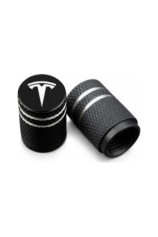 E-garaj Tesla Model Y Juniper İle Uyumlu Alüminyum Sibop Kapak Seti Siyah Renk 4 Adet