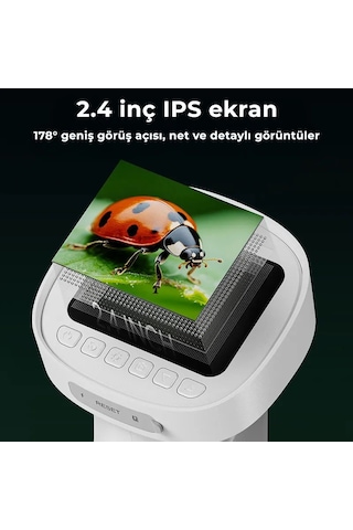 395 Gri Taşınabilir Dijital Çocuk Mikroskobu - 2.4 İnç Ips Ekranlı, 1080p Full Hd, 1000x Zoom, 8 Led Işıklı Eğitici Bilim Kiti