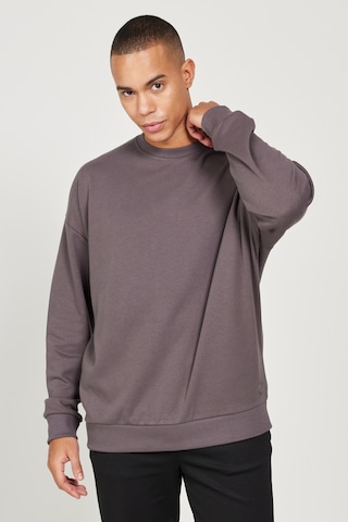 Ac&co / Altınyıldız Classics Erkek Koyu Gri Oversize Bol Kesim 3 İplik Bisiklet Yaka Pamuklu Sweatshirt