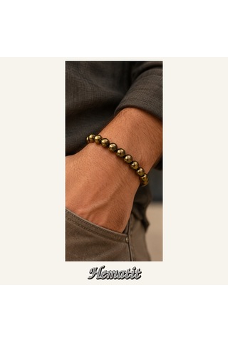 Hematit Taşı Bileklik 8 Mm, Unisex, Elastik Çok Renkli