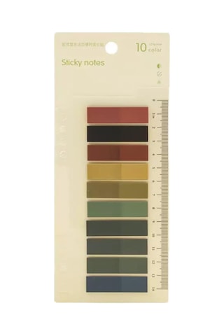 10 Renkli Cetvelli Şeffaf İndeks Sticker Retro Koyu Pastel Kitap İşaretleyici Yapışkanlı Not 200 Yaprak Çok Renkli