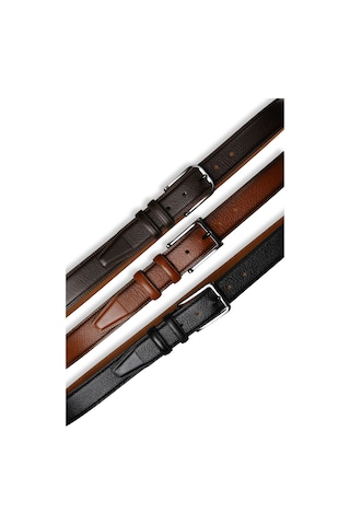 Mft Leather Hakiki Deri Erkek Kemer Desenli, 3,5 Cm, Taba 9060 Taba