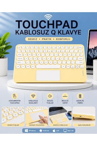 Mey Najmaddin Touchpad Tüm Cihazlara Uyumlu Bluetooth Klavye Touchpad Slim Kablosuz Wifi Q Klavye Najmaddin 75078594