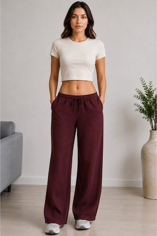 Mixxtrend Kadın Tencel Rahat Pantolon Bordo