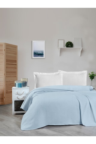 Mulberry Örgü Pike Örgü battaniyesi Kalın İplik Ev Dekorasyonu Çift Kişilik 220 x 240 Mavi