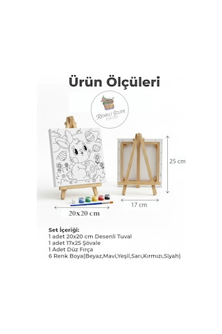 Çocuk Tuval Boyama Seti Minik Tavşan Şövale Dahil
