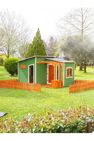 Mandu Ahşap Bahçeli Modern Playhouse Oyun Evi