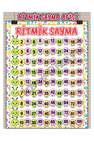 Hiras Dizayn Ritmik Sayma Eğitici Afiş A3, 30 42 Cm