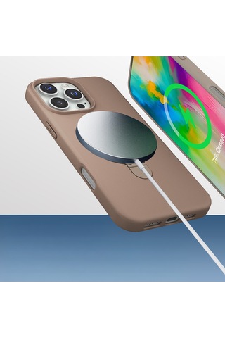 Apple Uyumlu iPhone 17 Pro Max Kılıf M-safe Şarj Özellikli Standlı Zore Samara Kapak Titanyum-gri