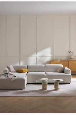 Massimo 3 Modül Sol Köşe Koltuk Takımı Kırık Beyaz Keten Kumaş Sol Kırık Beyaz