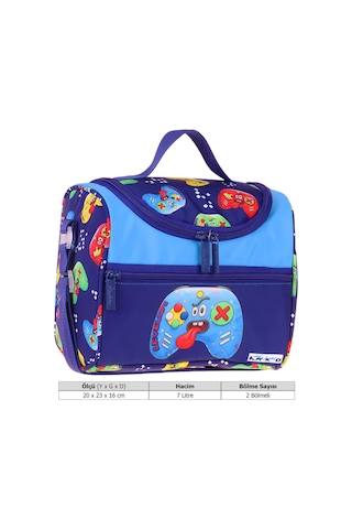 Kaukko Kids Erkek Çocuk Good Game Baskılı Isı Yalıtımlı Okul Beslenme Çantası Lacivert - Kırmızı - L5390