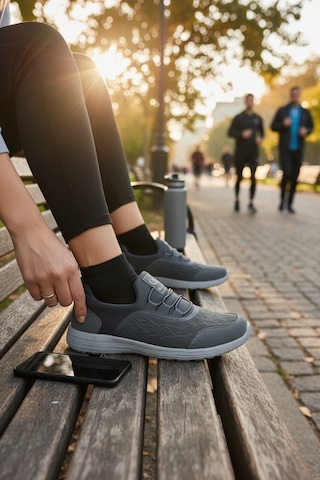 Enoch Kadın Esnek Tabanlı Günlük Spor Ayakkabı Slip-on Yürüyüş Sneaker Füme