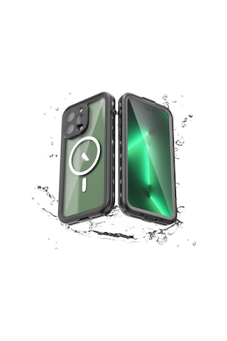 Apple Uyumlu iPhone 14 Pro Max Kılıf Magsafe Toz Kir Su Geçirmez Kapak Siyah