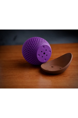 3d Baskı Küre Saksı - Kafes Dokulu İki Parçalı Dekoratif Saksı - Mor-kahverengi