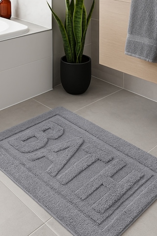 Bath Banyo Paspası 80x50 Dekoratif, Yıkanabilir, Tüylenme Yapmaz, Yumuşak Doku Antrasit