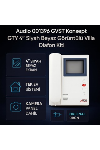 Audio 001396 Gvst Konsept Gty 4 Siyah Beyaz Görüntülü Villa Diafon Kiti Konsept Serisi Kamera + Adaptör Dahil