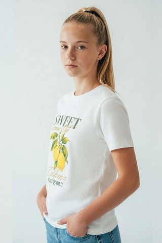 Breeze Kız Çocuk Kısa Kollu Tişört Limon Baskılı 9-14 Yaş , Ekru