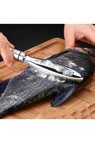 Paslanmaz Çelik Tırtıklı Kolay Çıkarılabilir Balık Pulları Temizleme Fırçası Gümüş