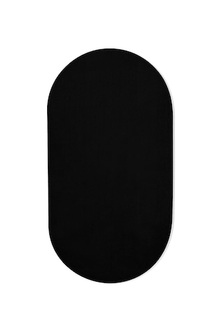 Siyah Fluffy Oval Post Peluş Halı Antibakteriyel Kaymaz Taban