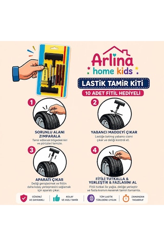Araç Motosiklet Lastik Tamir Seti +10 Adet Fitilli