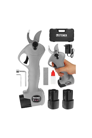 Steiner 128 Vf 10 Ah Kömürsüz Motor Akülü Bağ Makası Çantalı Gri