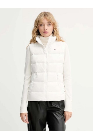 Tommy Hilfiger Tjw Dar Kesim Fermuarlı Baskılı Kuş Tüyü Kadın Beyaz Yelek Dw0dw21622ybl Beyaz