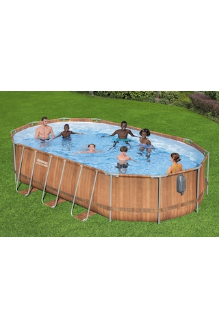Bestway 56719 Power Steel Comfort Jet Serisi Prefabrik Yer Üstü Havuz Seti 6,10 M X 3,66 M X 1,22 M