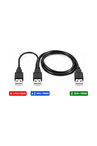 Harici Disk Hdd Harddisk Usb Y Kablo 3 Uçlu Veri Bağlantı