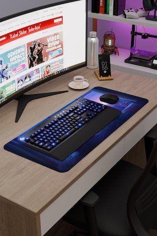 Dijital Kedili Kız V1 70x30 Xl Gaming Kauçuk Kaymaz Taban Mouse Pad Fare Altlığı