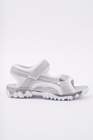 Muggo Elon Cırtlı Ve Simli Günlük Kız Çocuk Sandalet Gümüş