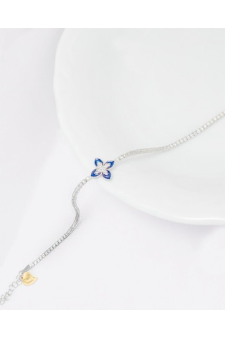 Brezza Lusso Jewelry Mineli Lusso Çiçeği Su Yolu Pırlanta Işıltılı Kadın Gümüş Bileklik