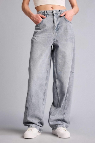 Defacto Baggy Fıt Yüksek Bel Uzun Jean Yıkamalı Pantolon H1642ax26smnm55 Gri-nm55