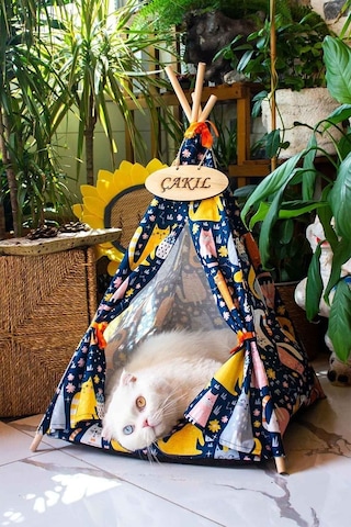 İsme Özel Yıkanabilir Kedi Köpek Çadırı Kolay Kurulum