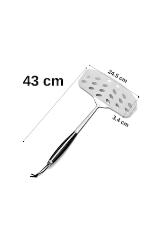 Elite Balık Izgara Çevirme Spatulası - Paslanmaz Çelik Abs Saplı 43x24.5x3.4 Cm