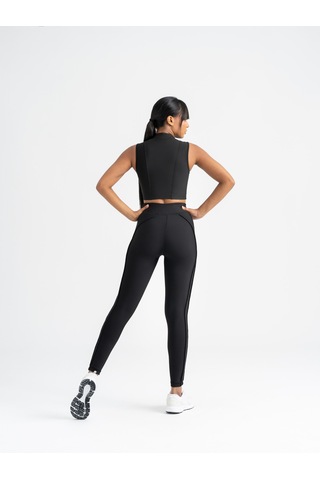 Dikişle Modellenmiş Spor Tayt Siyah
