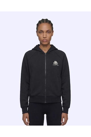 Kappa Milas Full Zip Kadın Siyah Regular Fermuarlı Eşofman Üstü