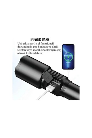 Gold Orion Alüminyum Usb Çıkışlı El Feneri Or-2208-tg Siyah