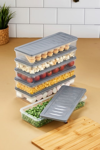 Multi Box 6 Lı Set Saklama Kabı Seti - Dondurucu & Mikrodalga Uyumlu Gri