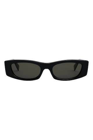 Celine Cl40245u 01a Kadın Güneş Gözlüğü - Büyük Geometrik Form Siyah Kemik Çerçeveli Füme Camlı Çok Renkli