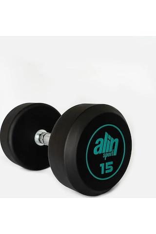 Alin Sport 15 Kg Kauçuk Kaplı Profesyonel Olimpik Dumbbell Dambıl -yeşil