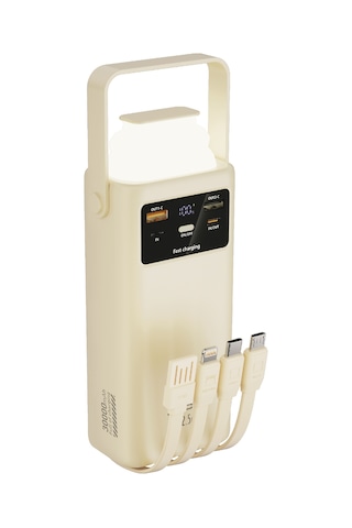 Acl Pw-112 22.5w Outdoor Hızlı Şarj Powerbank Beyaz 30.000mah Kapasite, Çoklu Usb Çıkış, Dahili Ka Krem