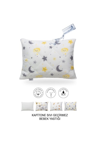 Kapitone Sıvı Geçirmez Bebek Yastığı %100 Pamuk Fermuarlı Tasarım 35x45 Cm