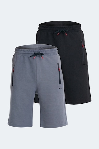 Slazenger Osaku 2 Li Set Erkek Şort Siyah - Koyu Gri