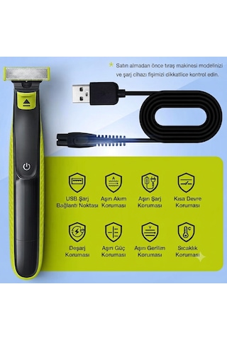 My Polo Tıme Philips Uyumlu Oneblade & Multigroom Usb Şarj Kablosu - Qp1924 Qp2724 Qp2824 Qp4530 Qp4631 Mg5910