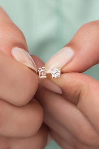 Nereze 925 Ayar Gümüş Rose Pırlanta Montür 4 MM Tektaş Küpe